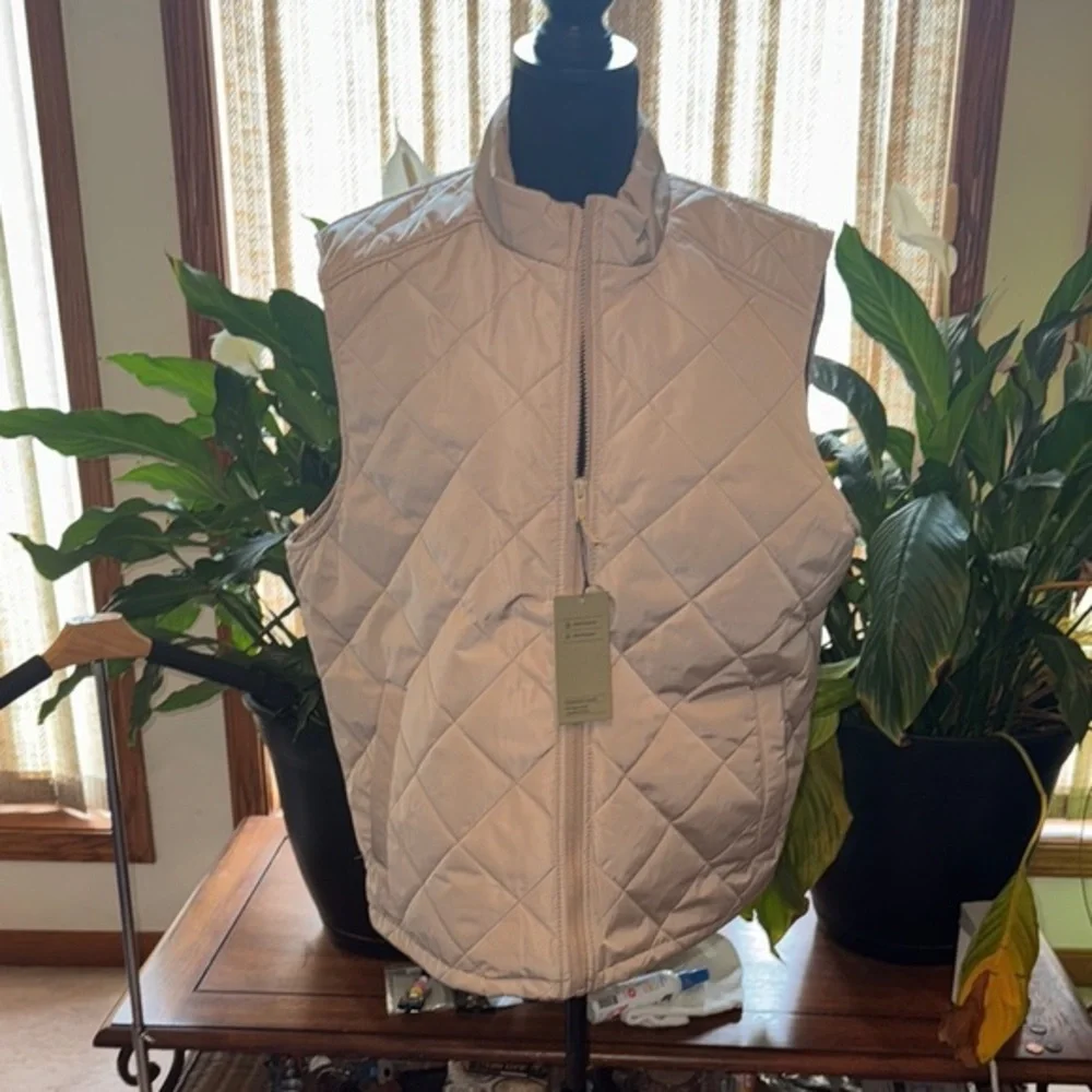 Goodfellow & Co Tan Quilted Vest with High Collar